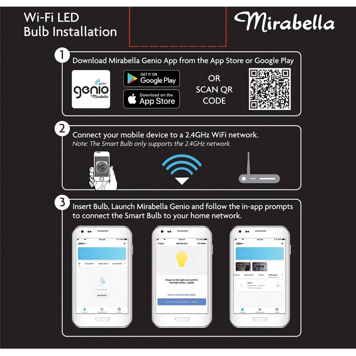 Mirabella Genio Wifi Dimmable 9w Led Gls Edison Screw Each