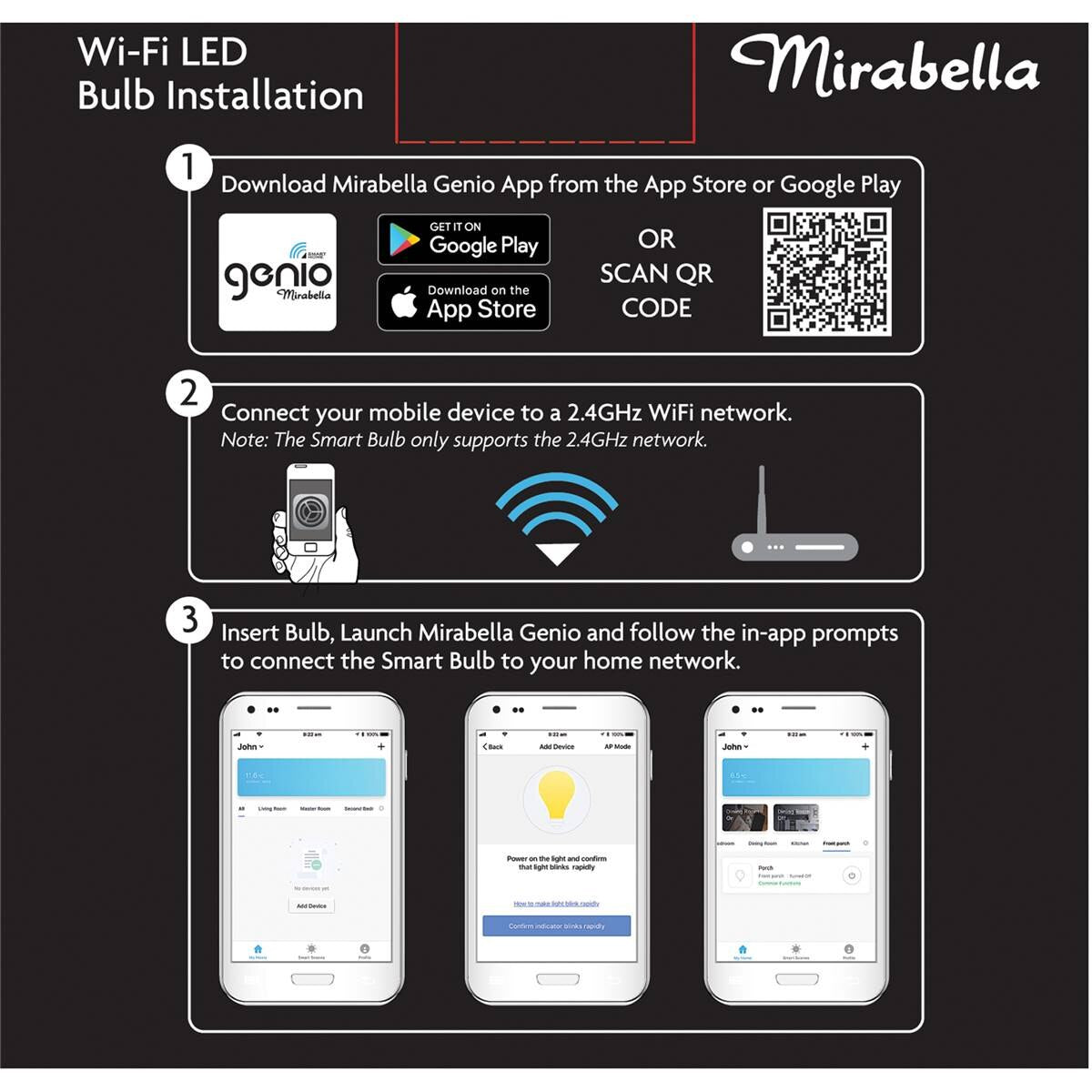 Mirabella Genio Wifi Dimmable 9w Led Gls Bayonet Cap Each