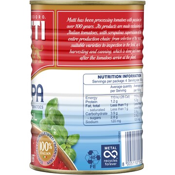 Mutti Polpa Finely Chopped Tomatoes With Basil 400g