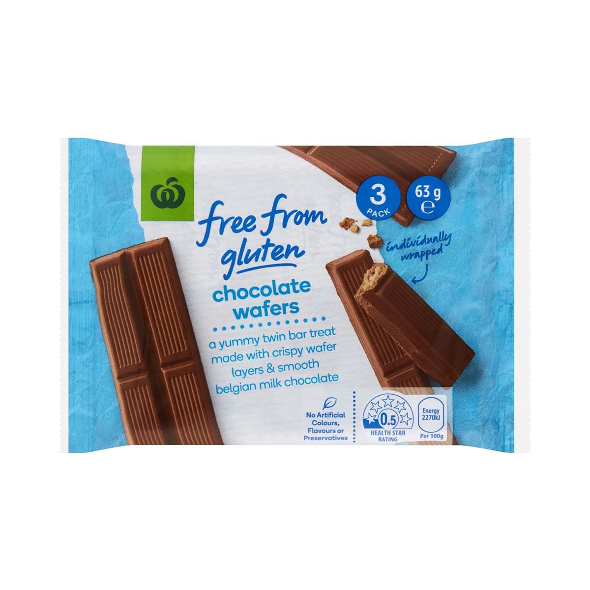 Woolworths Free From Gluten Choc Coated Wafer 63g