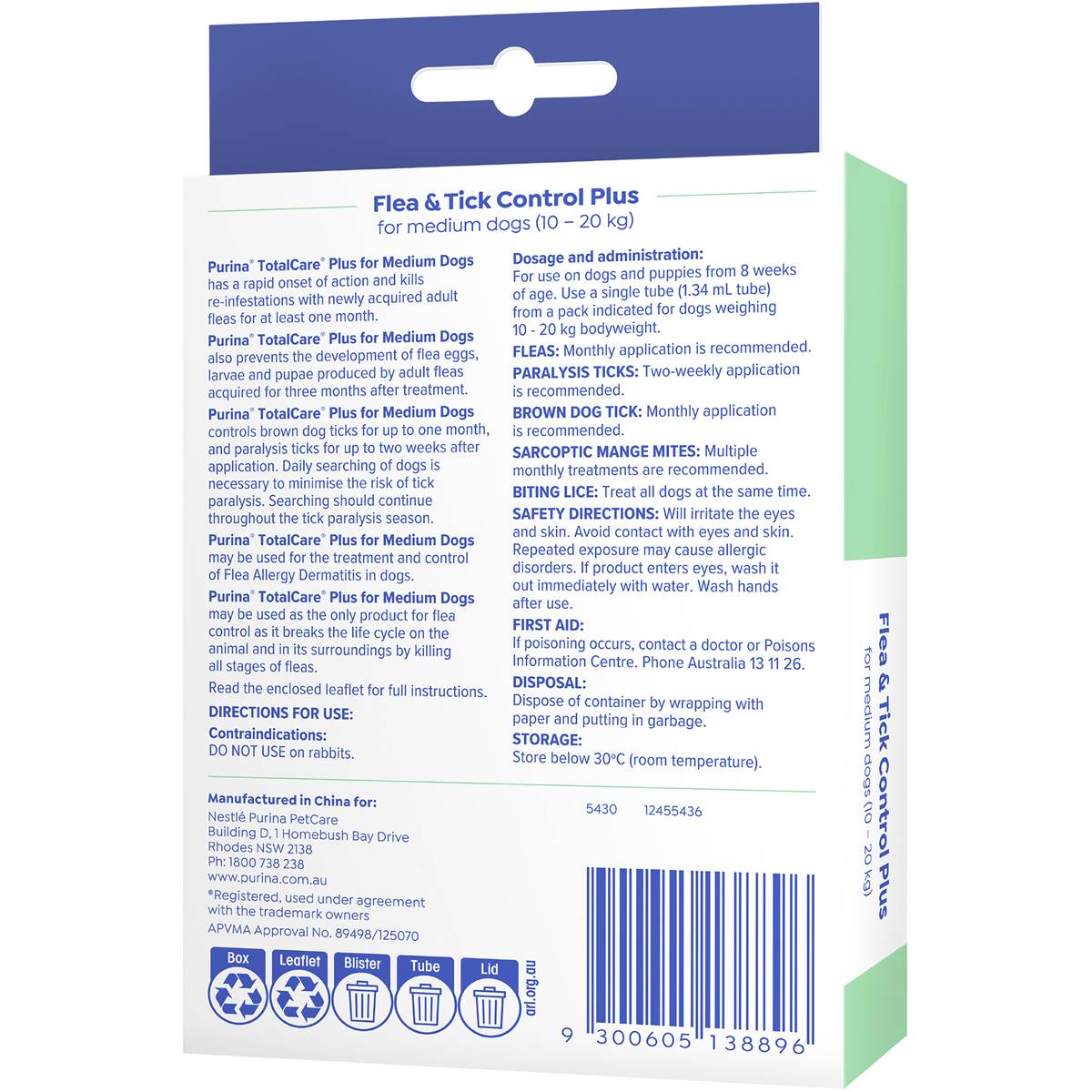 Total Care Flea & Tick Control Plus For Medium Dogs Each
