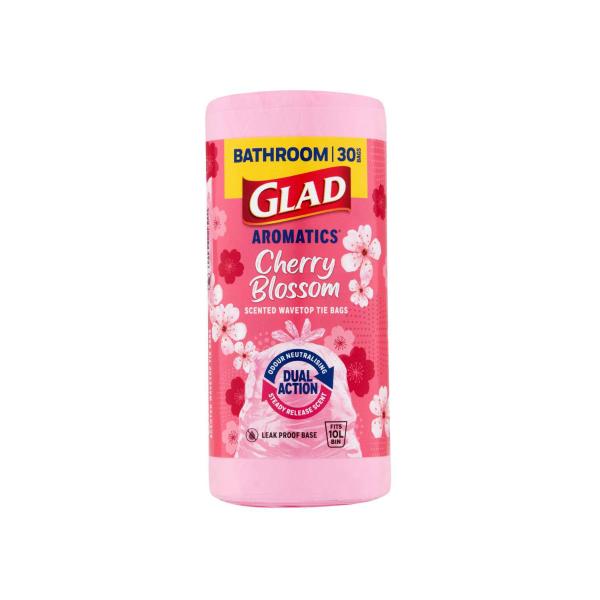 GLAD AROMATICS BATHROOM TIDY BAGS CHERRY BLOSSOM 30 PACK