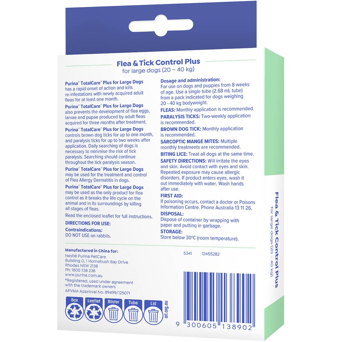 Total Care Flea & Tick Control Plus For Large Dogs Each
