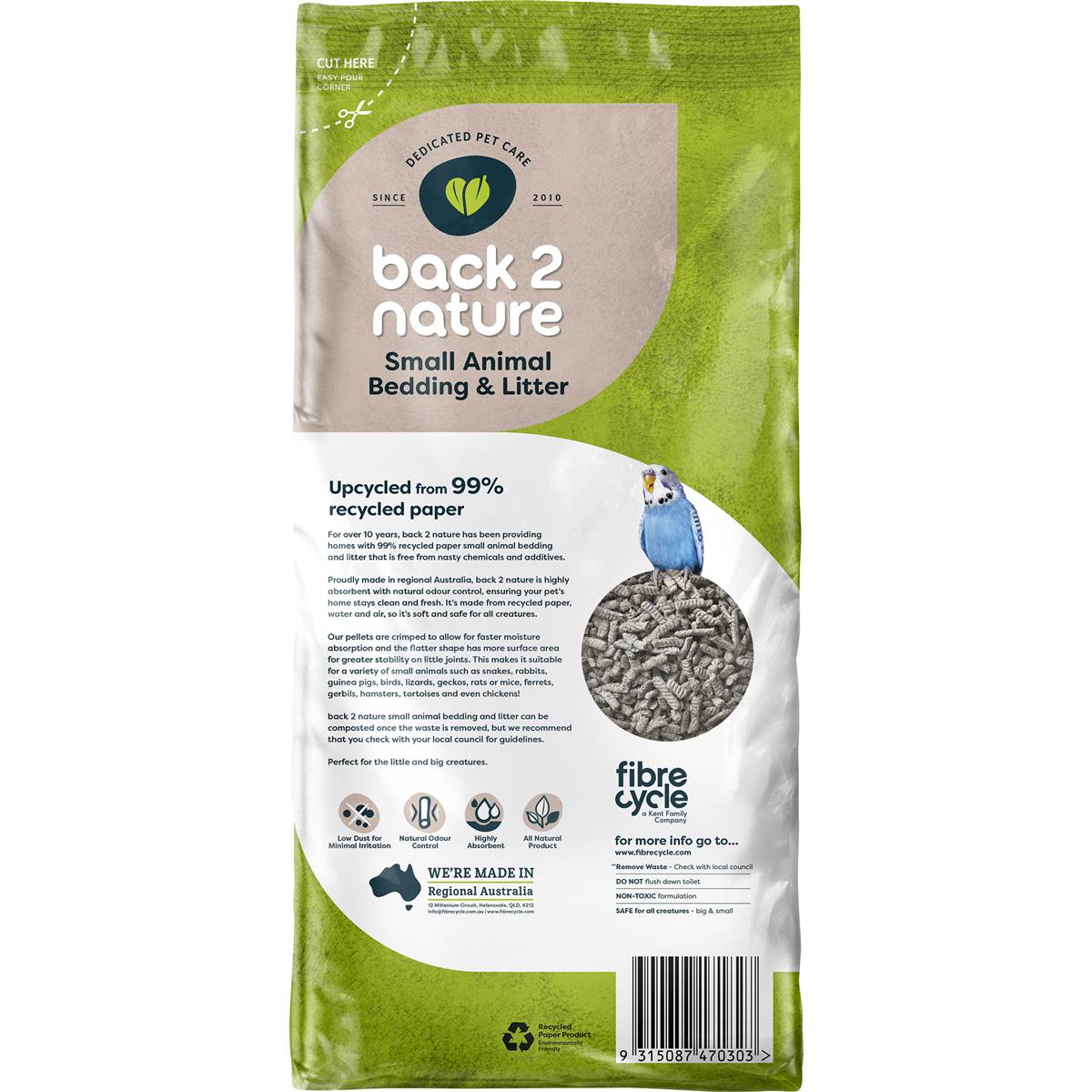 Fibre Cycle Back 2 Nature Small Animal Bedding 10l