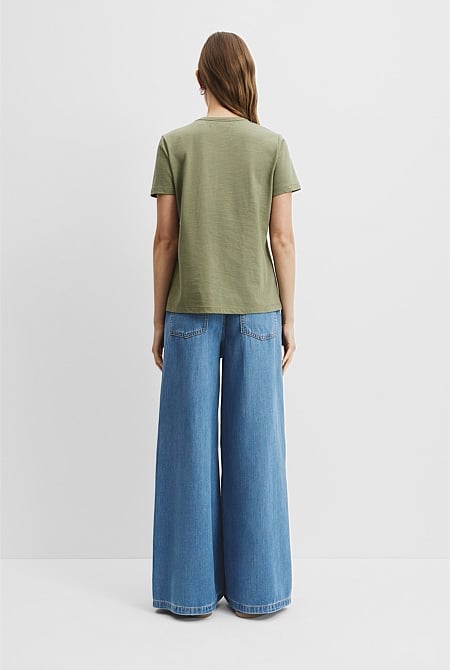 Australian Good Earth Cotton Slub Short Sleeve T-Shirt