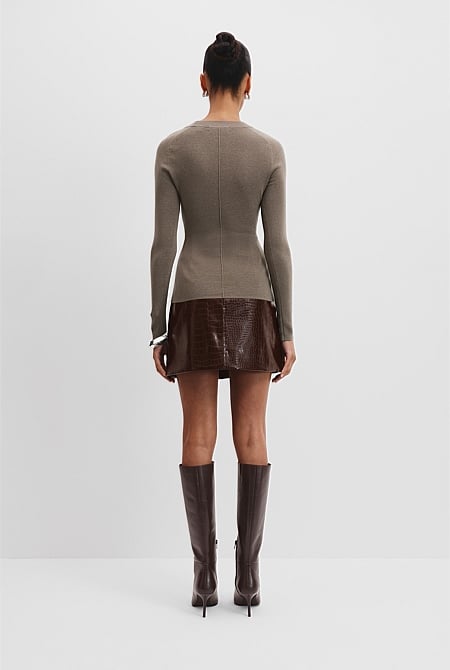 Australian Merino Wool Silk Long Sleeve Knit