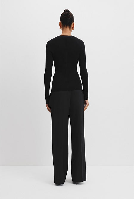 Merino Wool Silk Long Sleeve Knit