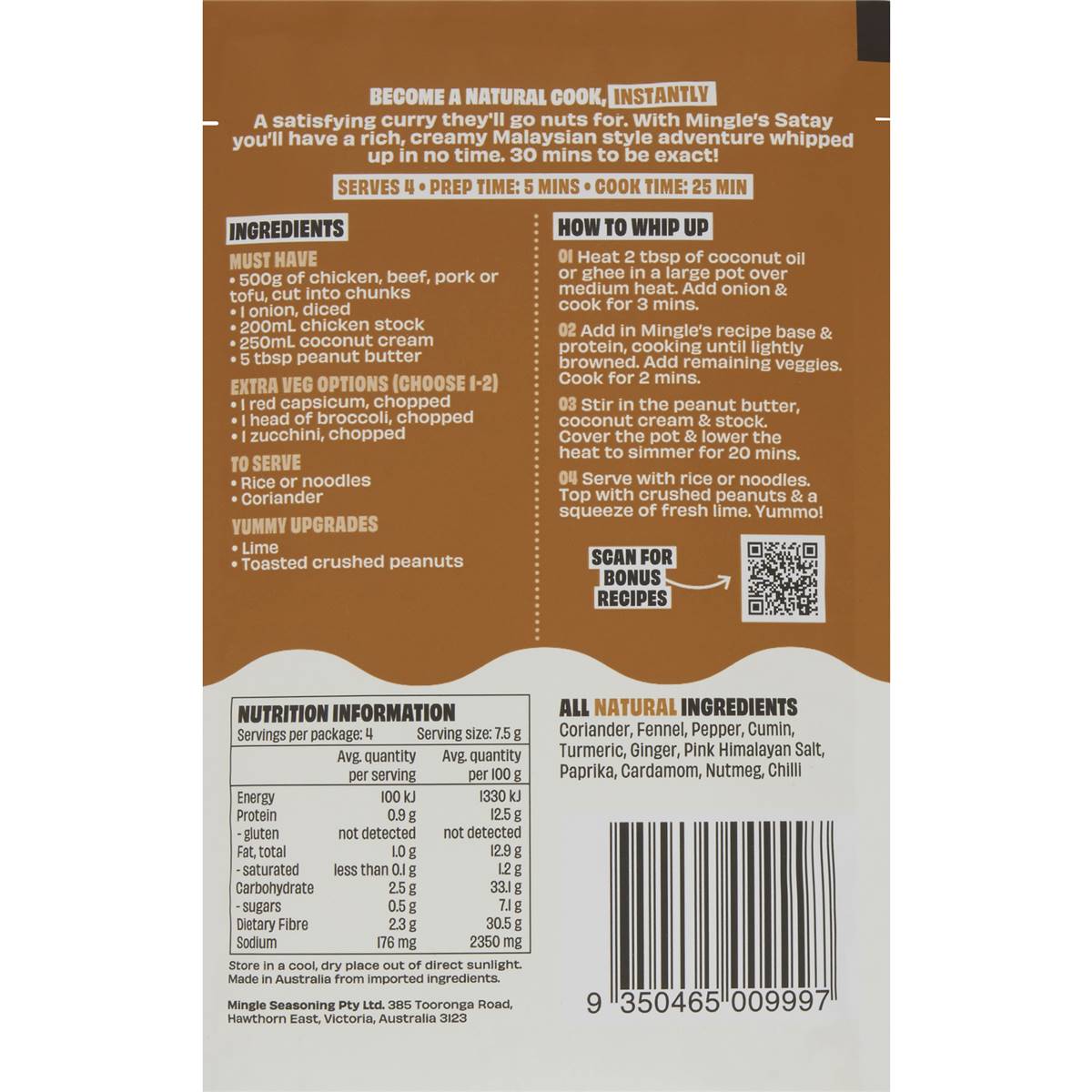 Mingle Satay Recipe Base 30g