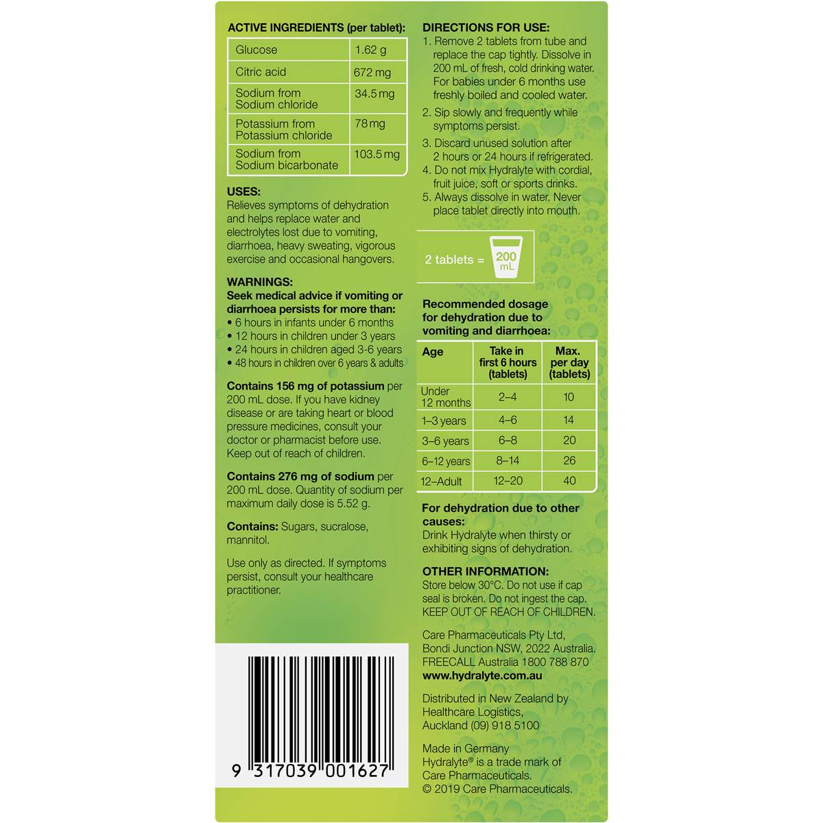 Hydralyte Effervescent Lemon/ Lime 40 Pack