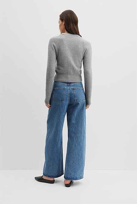 Cotton Cashmere Crew Neck Cardigan