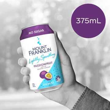Mount Franklin Lightly Sparkling Water Passionfruit Cans 375mL x 10 pack
