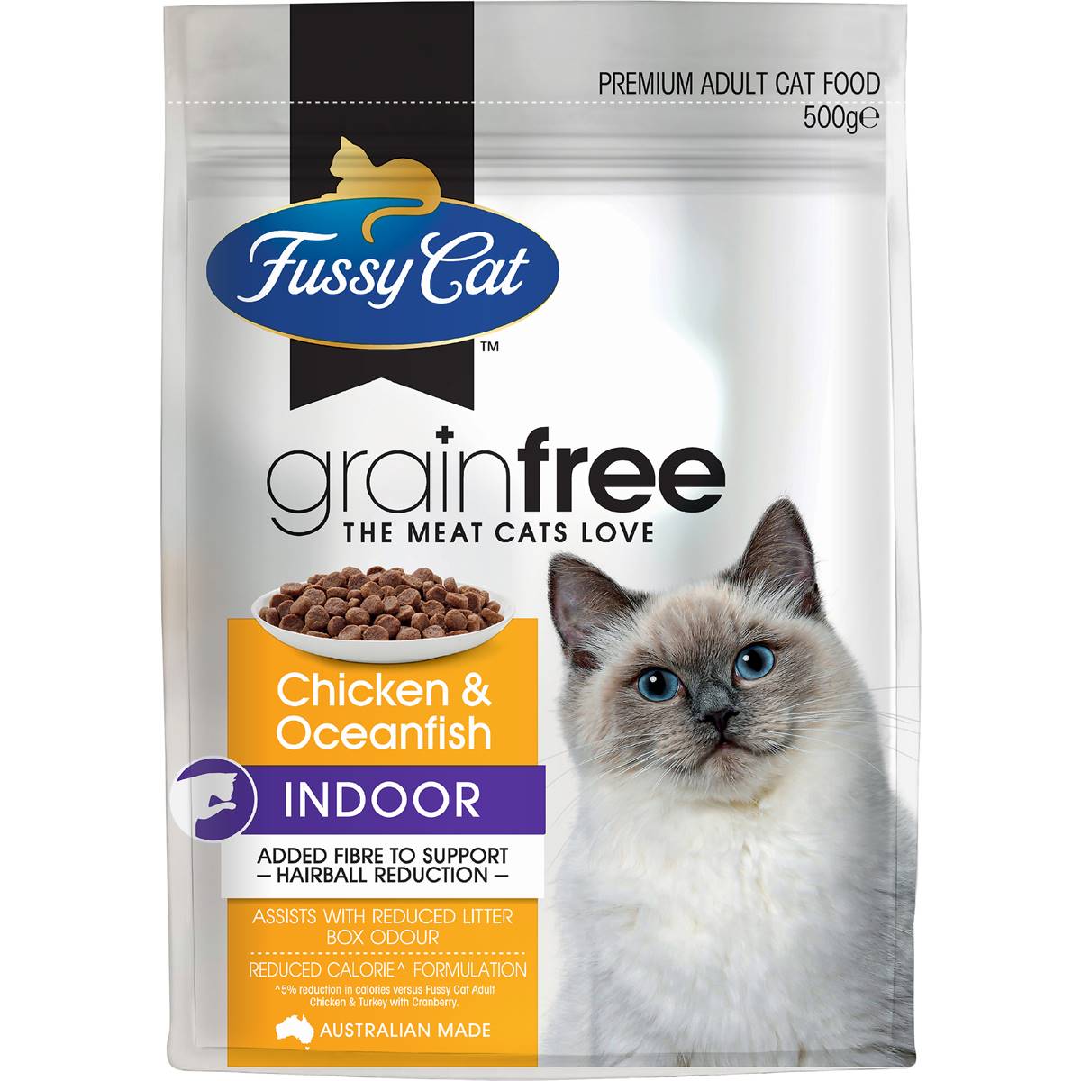 Fussy Cat Grain Free Adult Dry Cat Food Chicken & Oceanfish Indoor Cat 500g