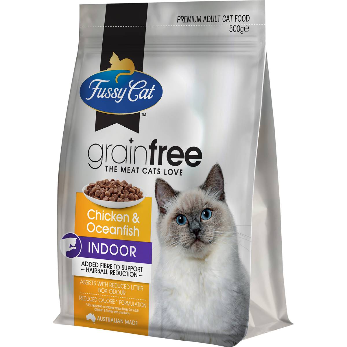 Fussy Cat Grain Free Adult Dry Cat Food Chicken & Oceanfish Indoor Cat 500g