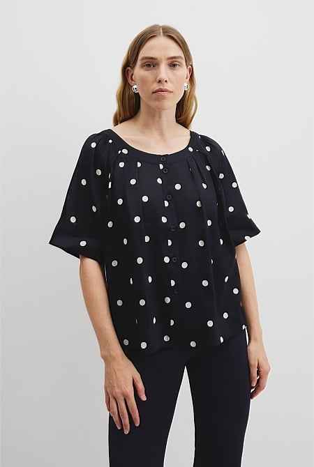 Spot Print Soft Blouse