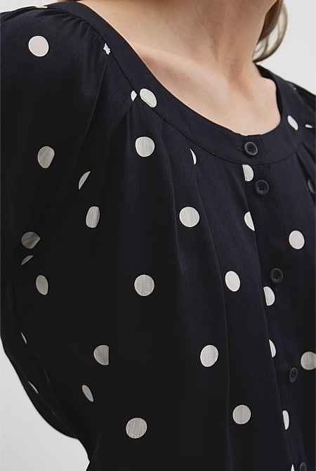Spot Print Soft Blouse