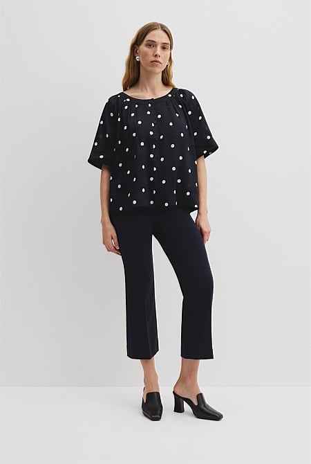 Spot Print Soft Blouse