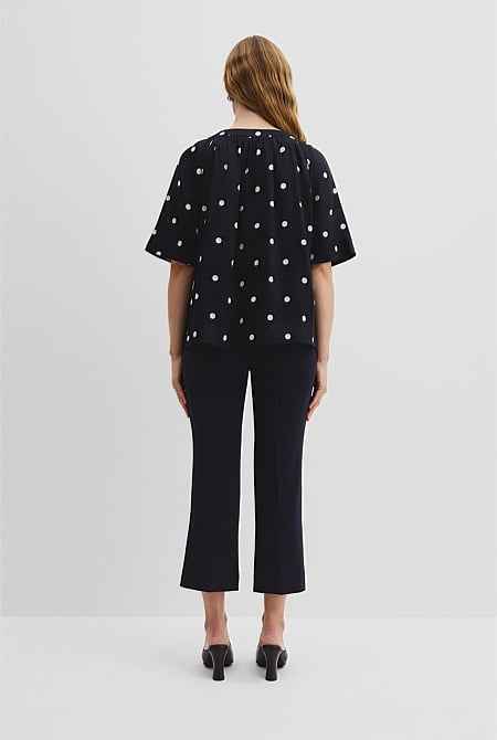 Spot Print Soft Blouse