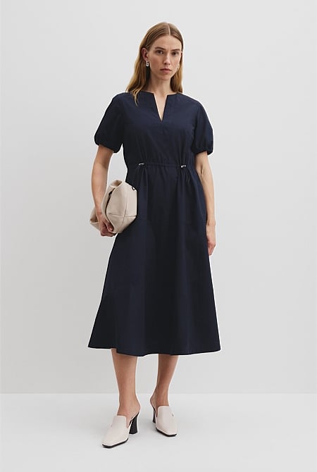 Drawcord Midi Dress