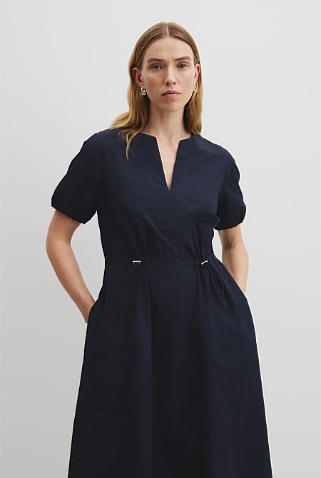 Drawcord Midi Dress
