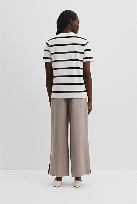 Verified Australian Cotton Stripe Heritage Embroidered T-Shirt