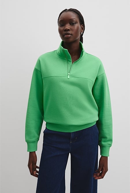 Australian Cotton Logo Half Zip Neck Sweat