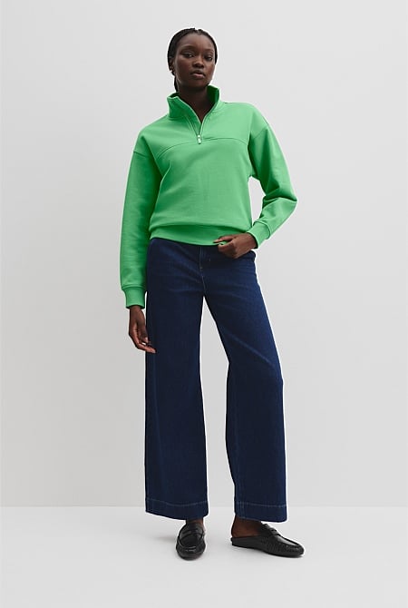 Australian Cotton Logo Half Zip Neck Sweat