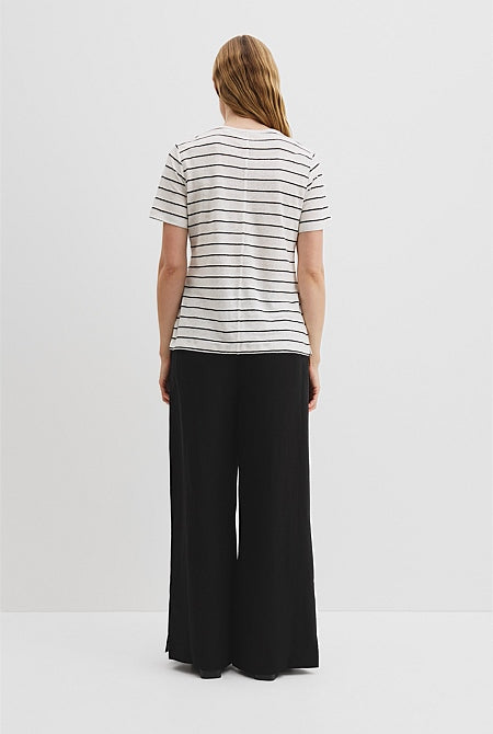 Organically Grown Linen Stripe Scoop Neck T-Shirt