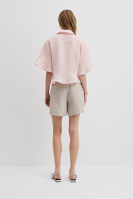 Organically Grown Linen Ruffle Detail Top