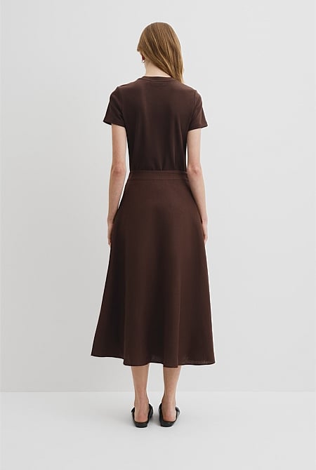 Organically Grown Linen Wrap Midi Skirt