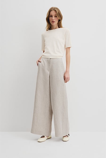 Organically Grown Cotton Linen Short Sleeve Knit T-Shirt