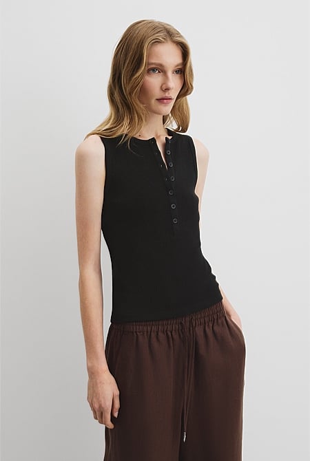 Button Henley Tank