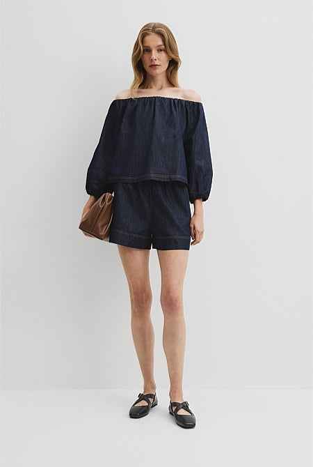 Denim Off Shoulder Top