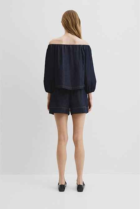 Denim Off Shoulder Top