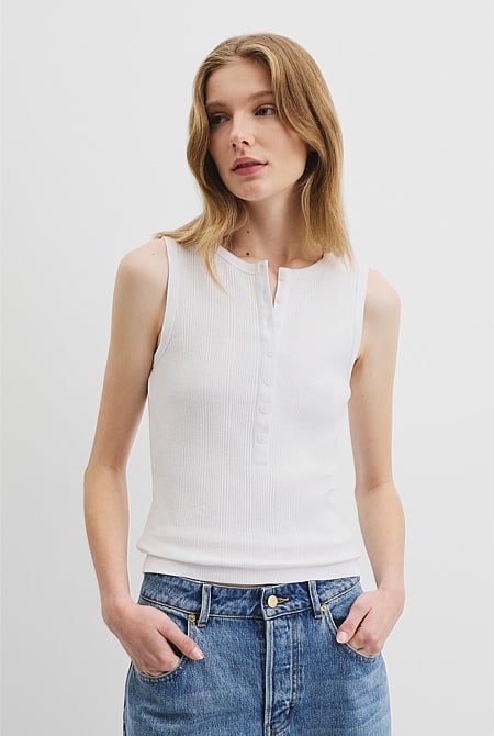 Button Henley Tank