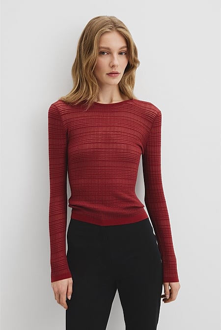 Mesh Long Sleeve Knit Top