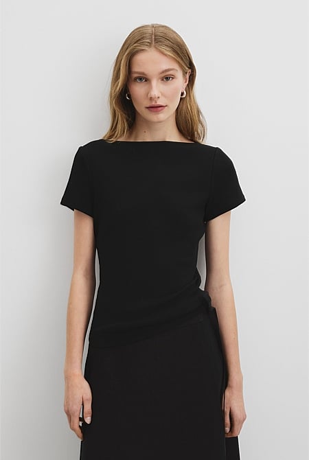 Australian Cotton Boat Neck Rib T-Shirt