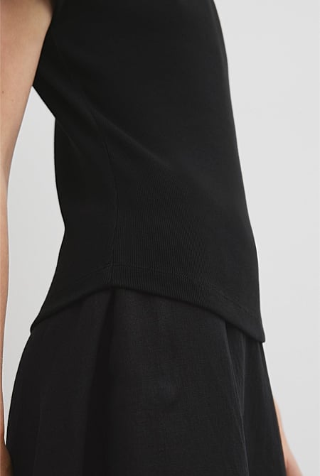 Australian Cotton Boat Neck Rib T-Shirt