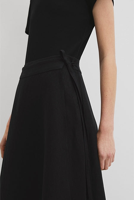 Organically Grown Linen Wrap Midi Skirt