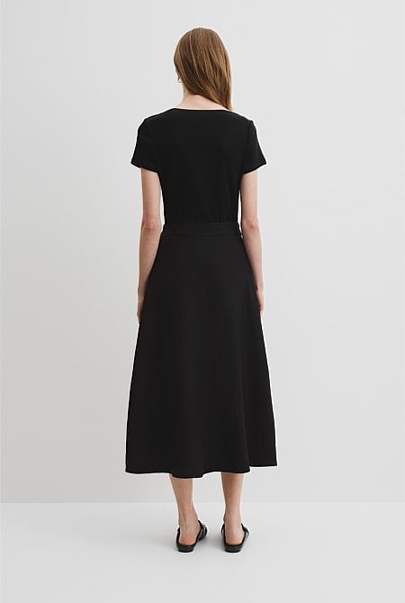 Organically Grown Linen Wrap Midi Skirt