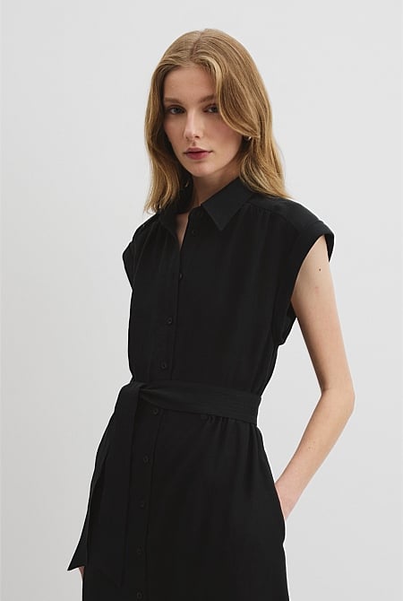 Organically Grown Linen Tiered Midi Dress