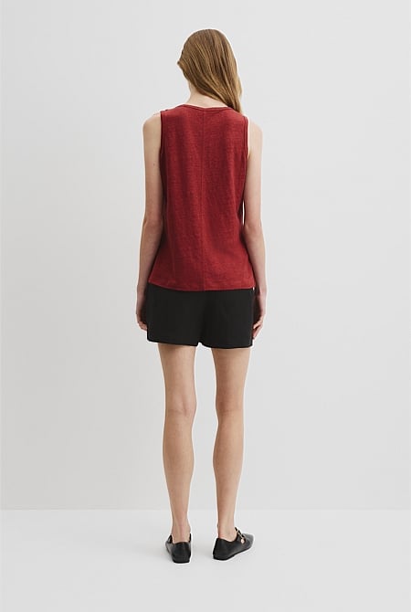 Linen Scoop Neck Tank