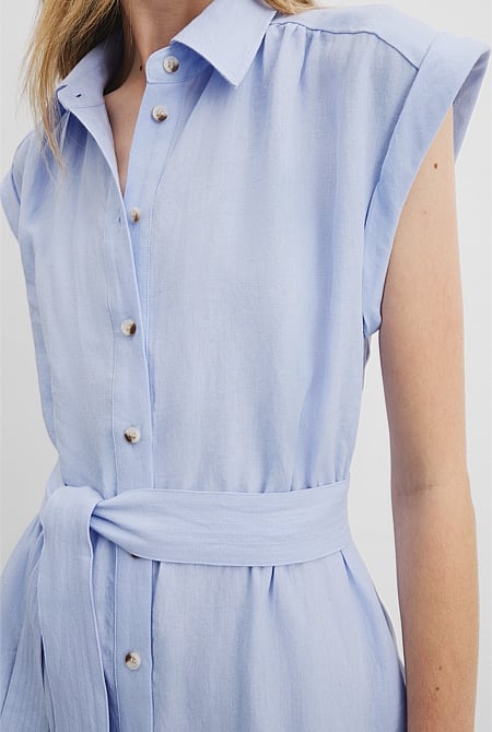 Organically Grown Linen Tiered Midi Dress