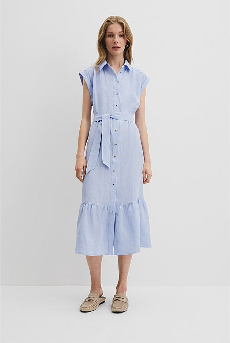 Organically Grown Linen Tiered Midi Dress