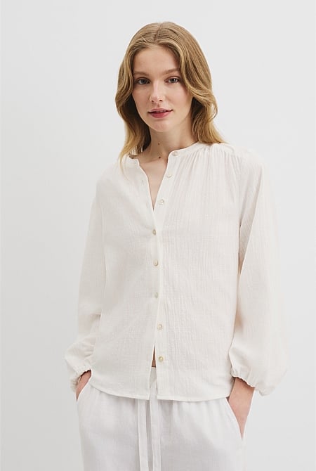 Organically Grown Cotton Blouson Blouse