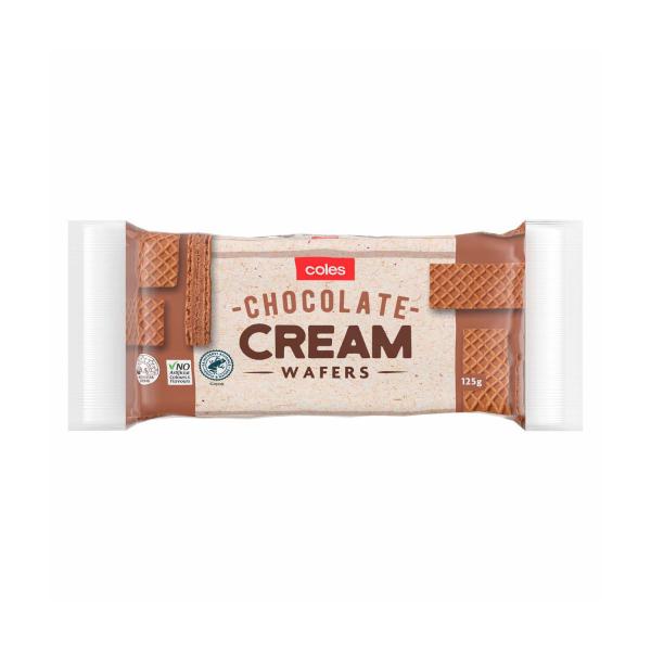 COLES CREAM WAFERS:CHOCOLATE:.:125 GRAM