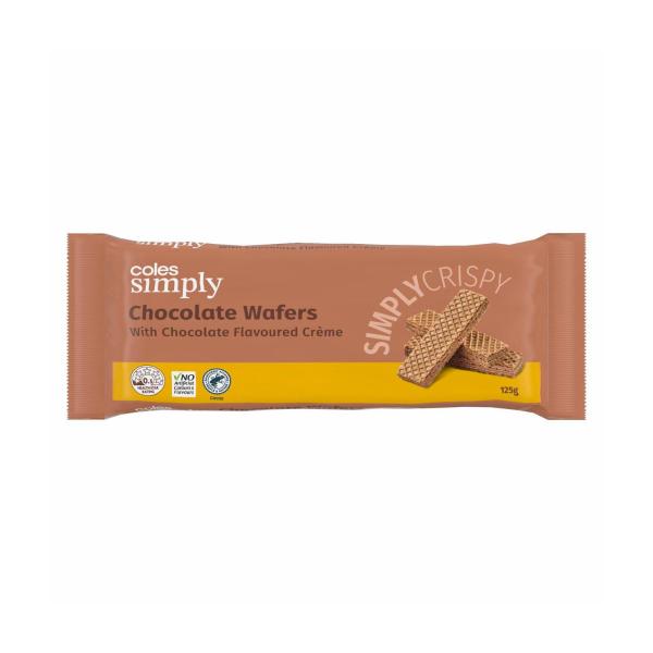 COLES SIMPLY CHOCOLATE WAFERS 125G