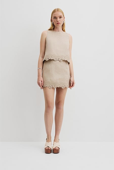 Linen Scalloped Skirt