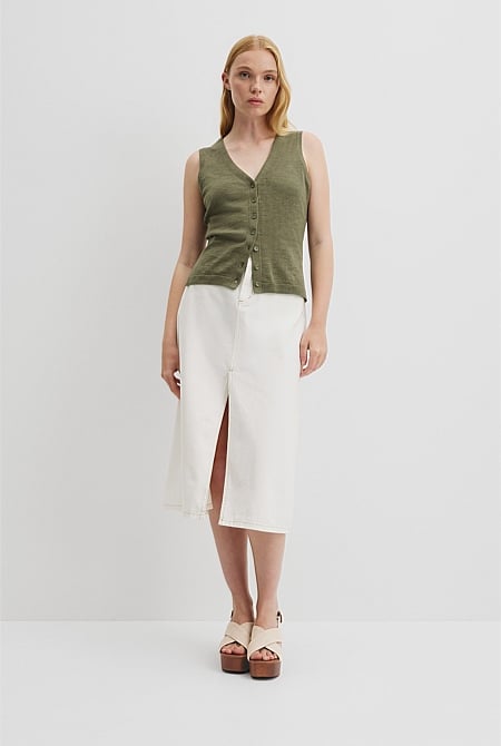 Organically Grown Cotton Linen Vest