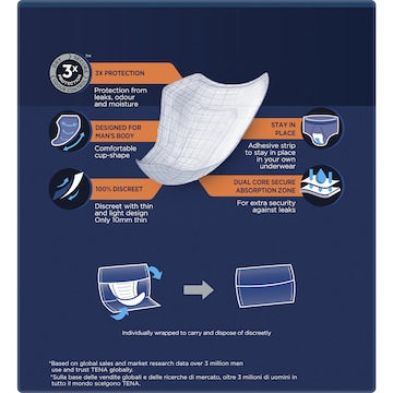 TENA Men Active Fit Absorbent Protector Level 3 Super 8 pack