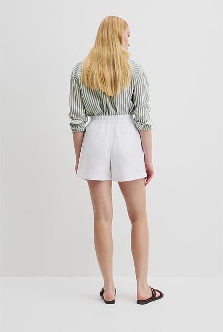 Organically Grown Linen Tie Detail Short